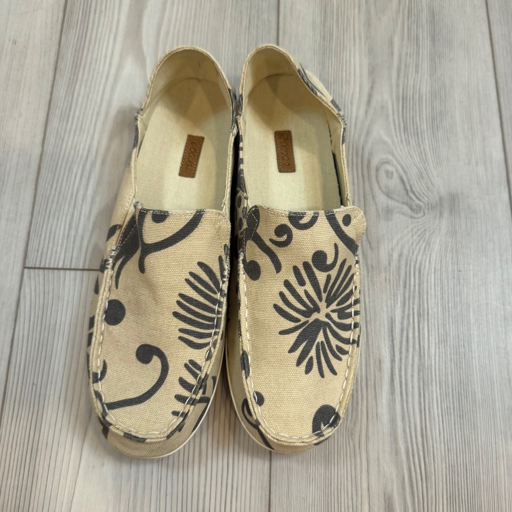 OluKai Nohea Canvas Print Loafers Womens 11 Deep Sea Swell Slip On Shoes 20220 - Picture 4 of 11